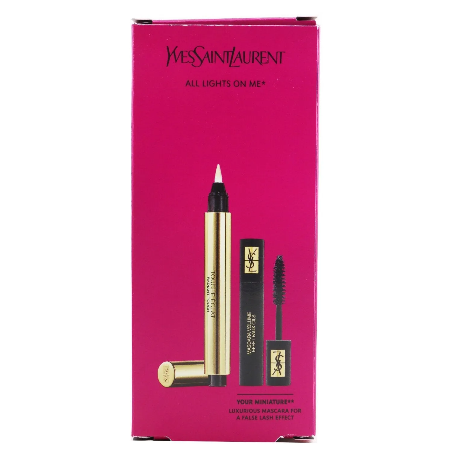 Yves Saint Laurent Love All Lights On Me Set: (1x Touche Eclat 2.5ml   1x Mini Mascara 2ml) - #2 (Luminous Ivory)  2pcs